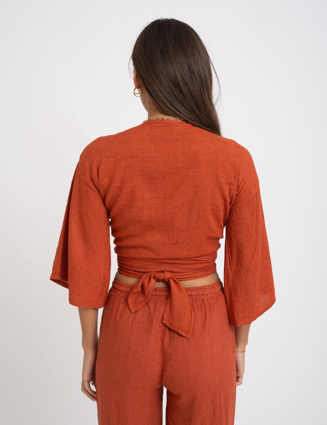 TILTIL Sunny Linen Top Rust One Size - Things I Like Things I Love