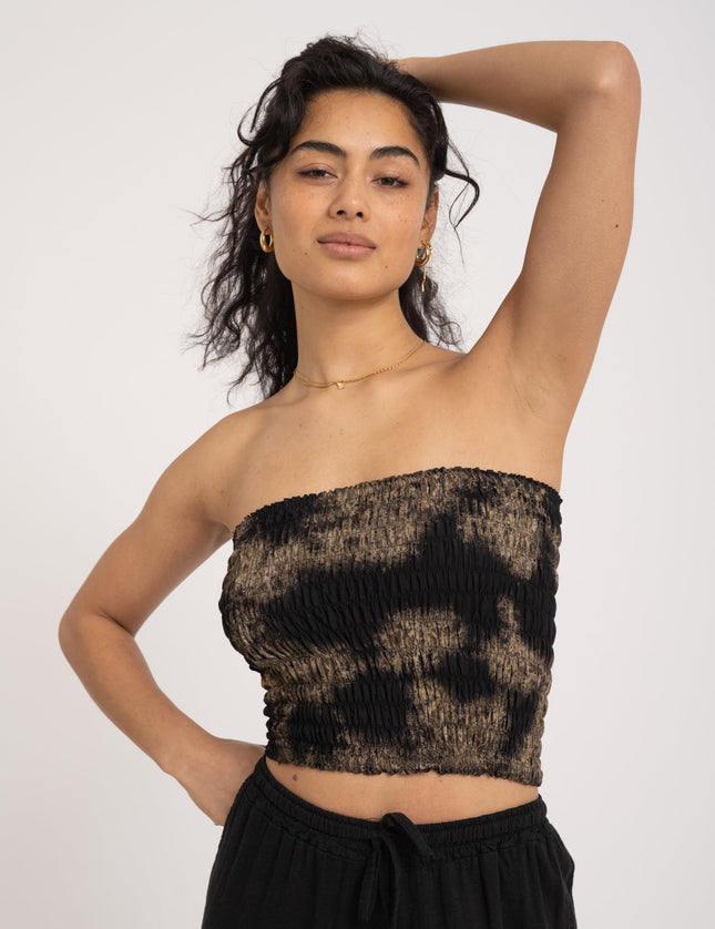 TILTIL Tuli Tube Top Smock Batik Black Beige Fade One Size - Things I Like Things I Love