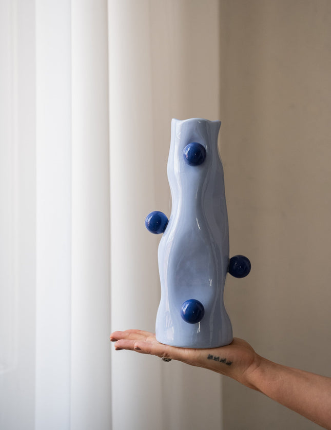 Vase Bola Ceramic Blue - Things I Like Things I Love