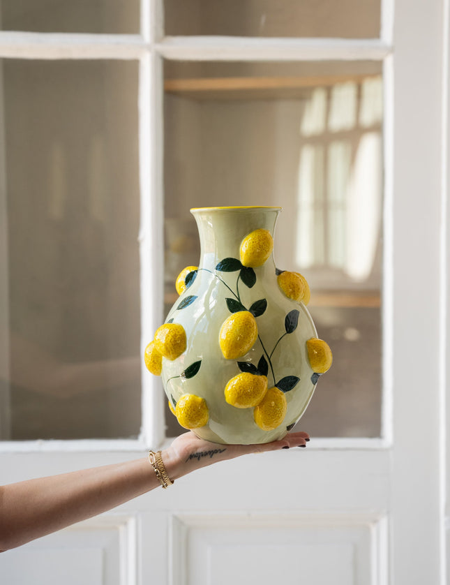 Vase Lemon Large Leaf Multi - Things I Like Things I Love