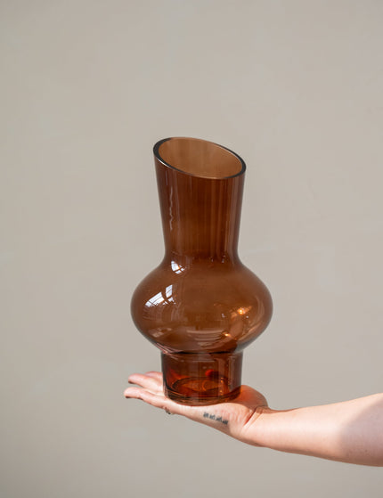 Vase Oblique Brown Glass - Things I Like Things I Love