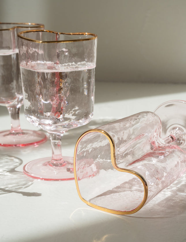 Wine Glass Heart Gold Pink - Things I Like Things I Love