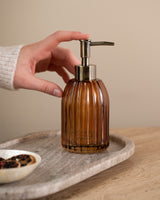 Brown Glass Soap Dispenser