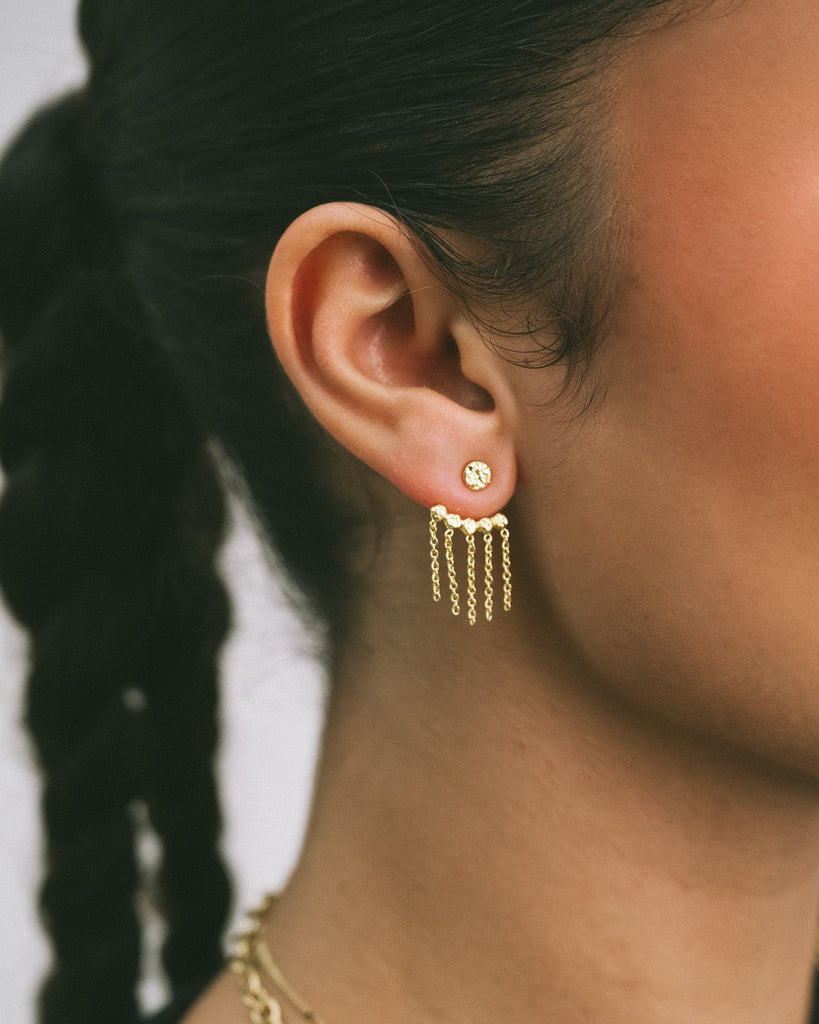 Earring Stud Oval Foil Svan Gold - Things I Like Things I Love