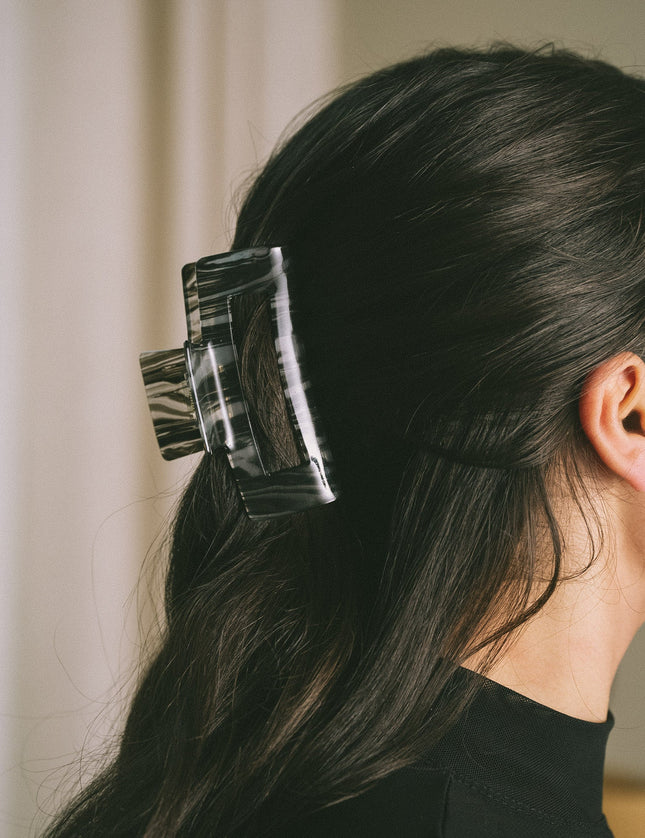Hair Claw Clip Rectangle Black See Through - Things I Like Things I Love