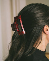 Hair Claw Clip Rectangle Shiny Red