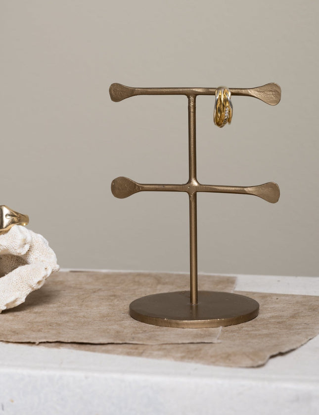 Hand Forged Jewelry Stand Brass Double - Things I Like Things I Love