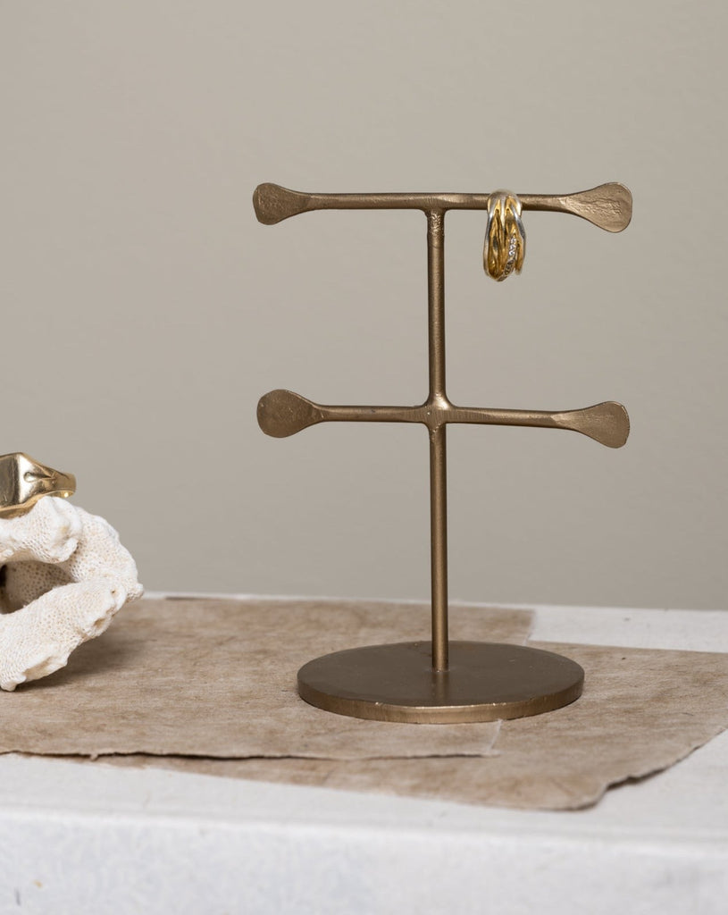 Hand Forged Jewelry Stand Brass Double - Things I Like Things I Love