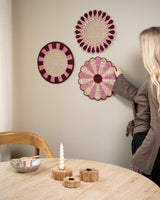 Handmade Wall Deco Placemat Burgundy/Pink