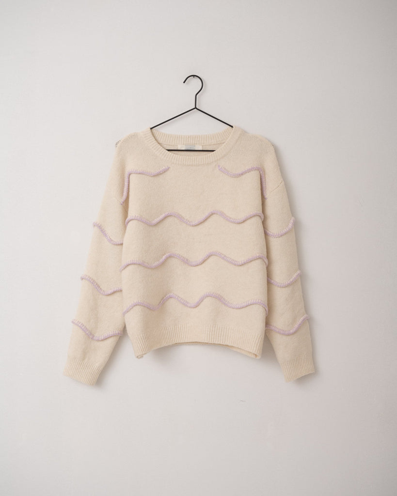 Lola Contrast Knit Lilac/Off-White One Size - Things I Like Things I Love