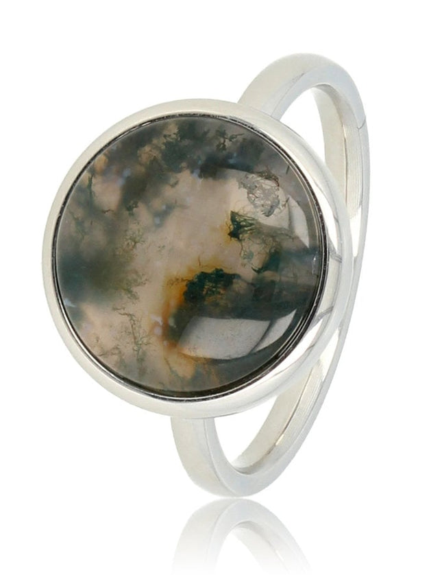 Ring Signet Moss Agate Silver - Things I Like Things I Love