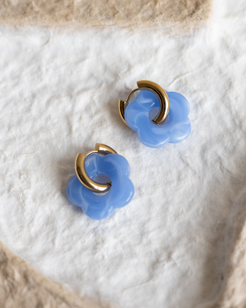 SET OF 2 - Statement Earrings Flower Blue - Things I Like Things I Love