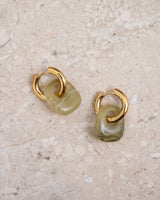 SET OF 2 - Statement Earrings Penta Olive Gold