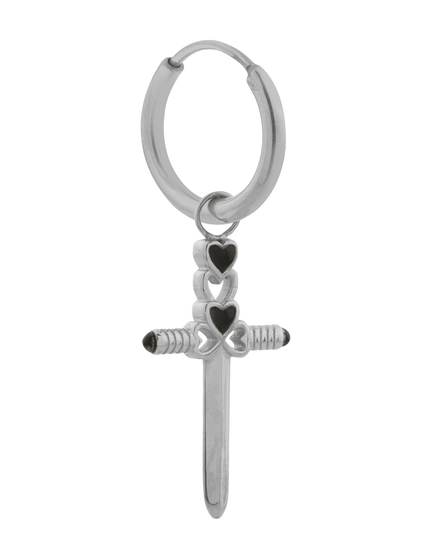 Single Hoop Cupids Dagger Silver - Things I Like Things I Love