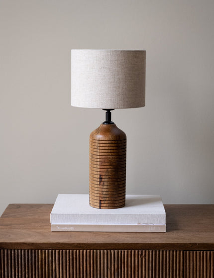 Table Lamp Paolo Wood Brown incl. Shade Livigno Natural - Things I Like Things I Love