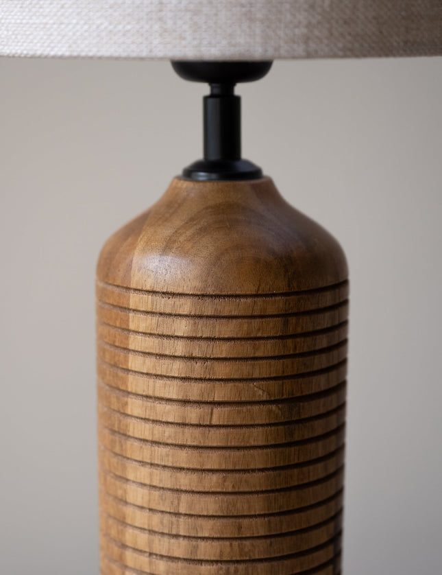 Table Lamp Paolo Wood Brown incl. Shade Livigno Natural - Things I Like Things I Love