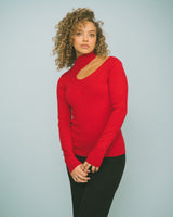 TILTIL Annie Knit Open Shoulder Red One Size