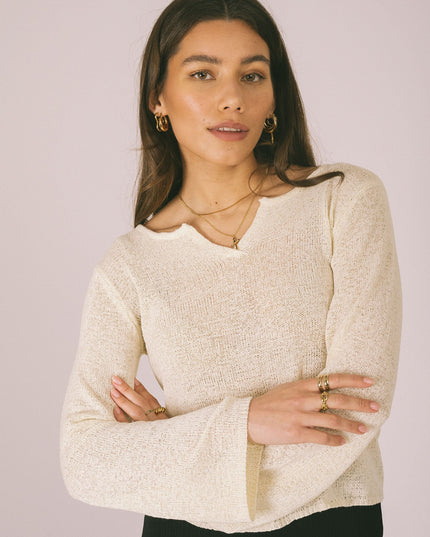 TILTIL Arro V-neck Knit Ivory One Size - Things I Like Things I Love