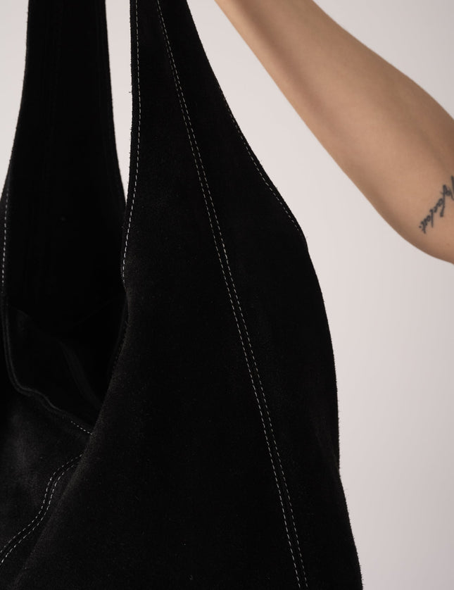TILTIL Bag Yuki Suede Contrast Stitch Black - Things I Like Things I Love