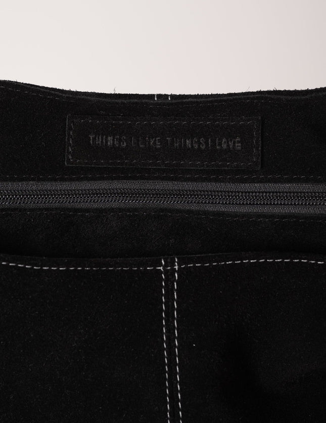 TILTIL Bag Yuki Suede Contrast Stitch Black - Things I Like Things I Love