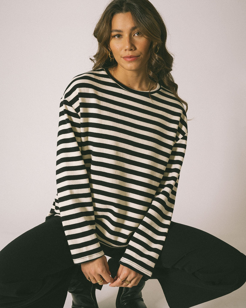 TILTIL Capta Stripe Shirt Black Beige - Things I Like Things I Love