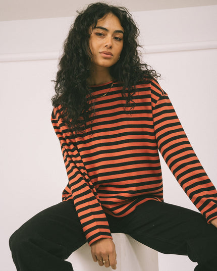 TILTIL Capta Stripe Shirt Black Coral - Things I Like Things I Love