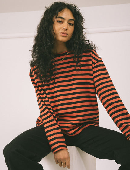 TILTIL Capta Stripe Shirt Black Coral - Things I Like Things I Love