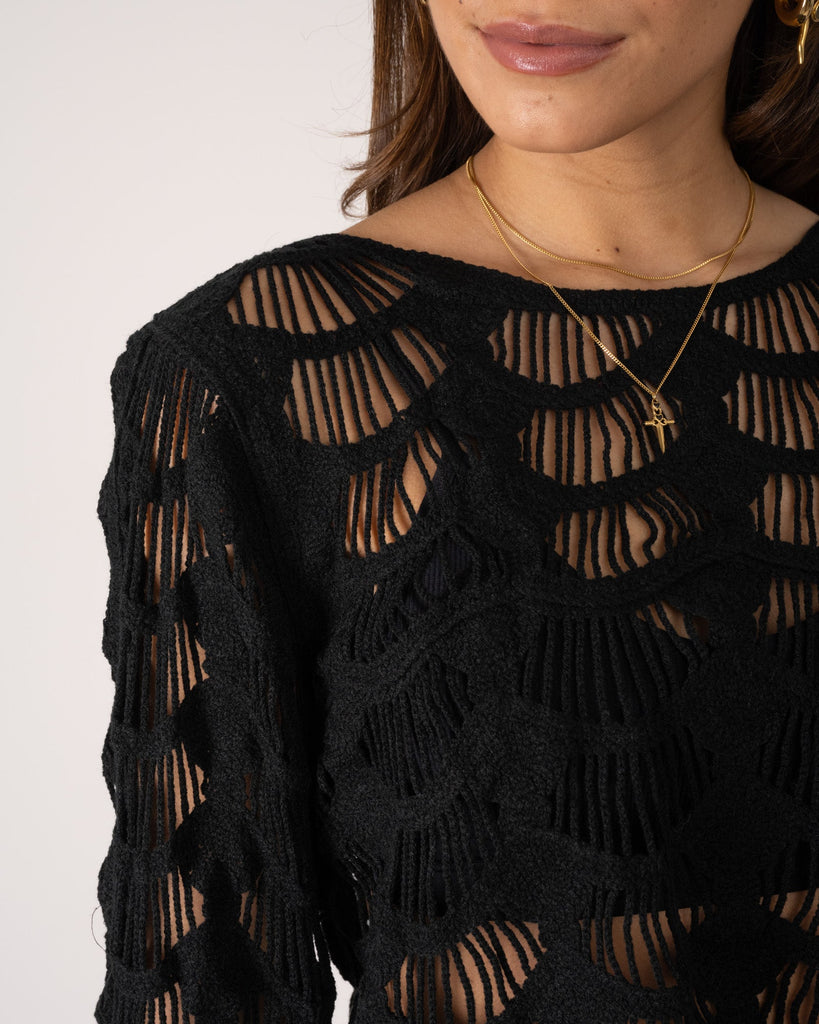 TILTIL Christel Crochet Longsleeve Black One Size - Things I Like Things I Love