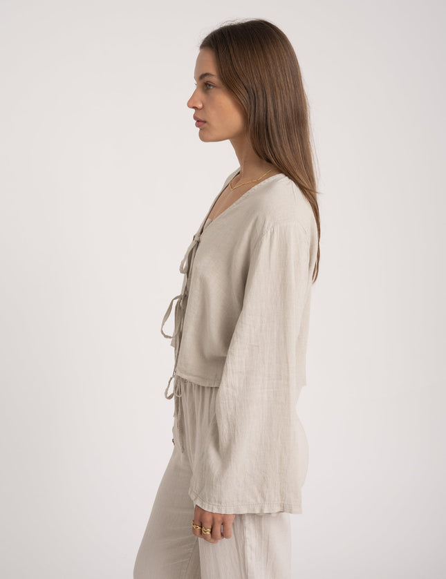 TILTIL Claire Linen Top Beige - Things I Like Things I Love