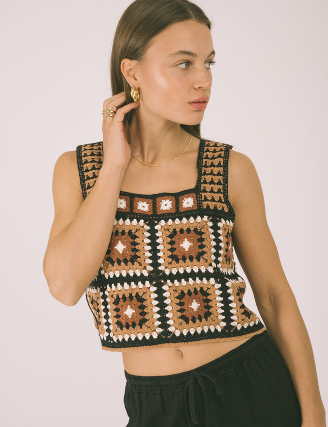 TILTIL Freya Crochet Top Black Brown One Size - Things I Like Things I Love