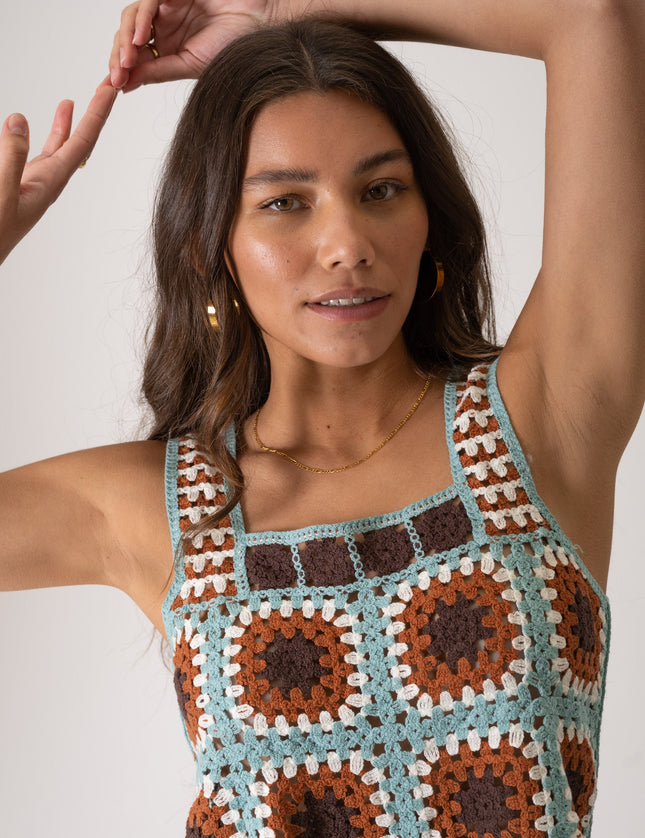 TILTIL Freya Crochet Top Blue Brown One Size - Things I Like Things I Love