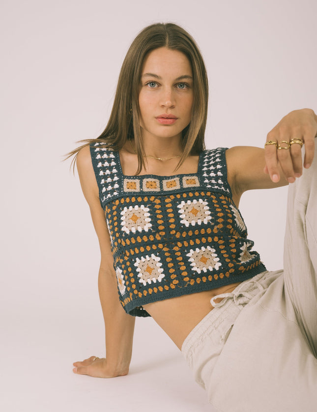 TILTIL Freya Crochet Top Petrol Beige One Size - Things I Like Things I Love