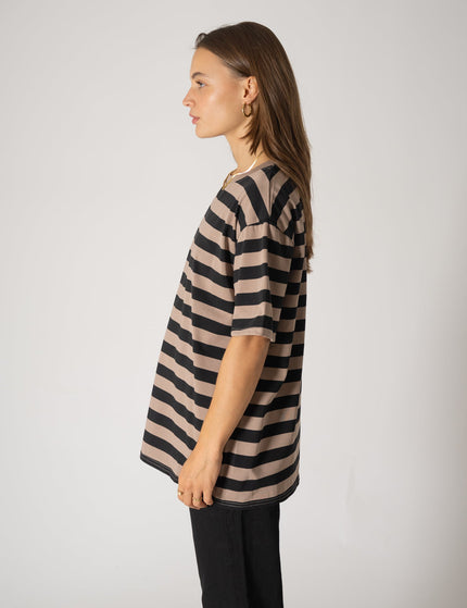 TILTIL Loua Tee Stripe Taupe Black - Things I Like Things I Love