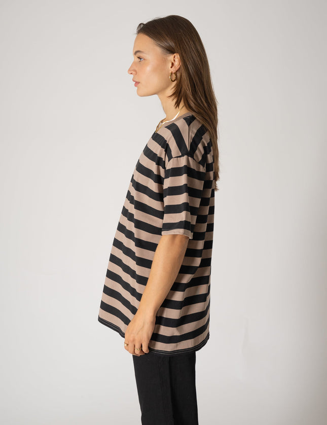 TILTIL Loua Tee Stripe Taupe Black - Things I Like Things I Love