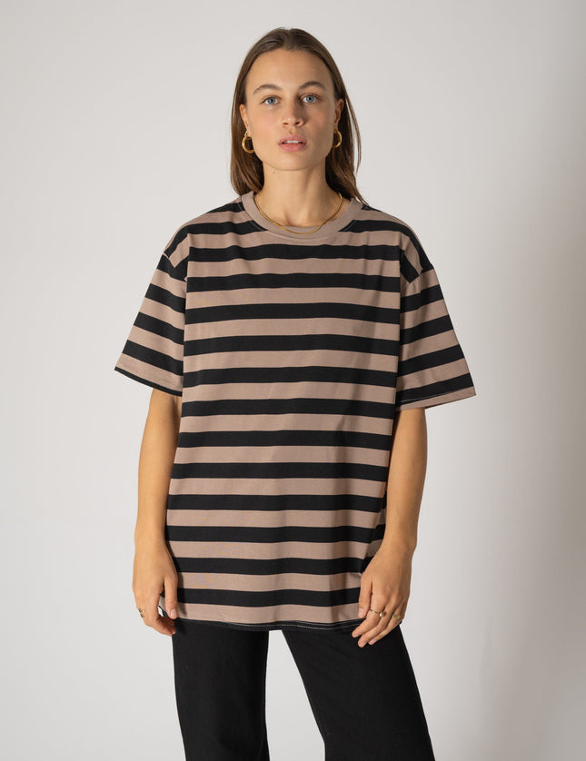 TILTIL Loua Tee Stripe Taupe Black - Things I Like Things I Love