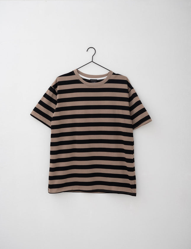 TILTIL Loua Tee Stripe Taupe Black - Things I Like Things I Love