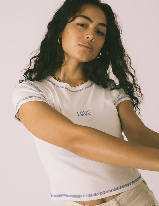 TILTIL Lovable Tee White Seam Blue - Things I Like Things I Love