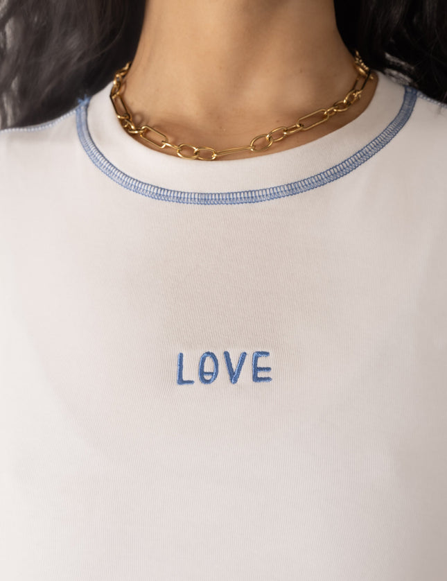 TILTIL Lovable Tee White Seam Blue - Things I Like Things I Love