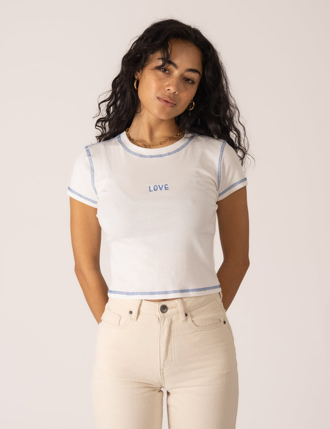 TILTIL Lovable Tee White Seam Blue - Things I Like Things I Love