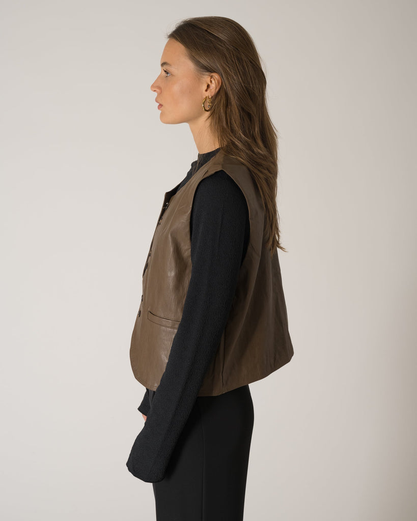 TILTIL Lucy Gilet PU Brown One Size - Things I Like Things I Love