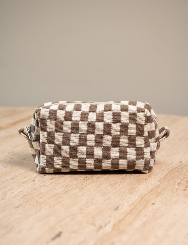 TILTIL Make Up Bag / Pencil Case Checked Brown - Things I Like Things I Love