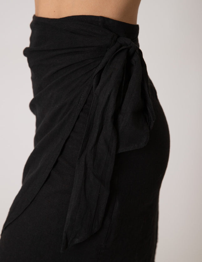 TILTIL Sunny Linen Wrap Skirt Black - Things I Like Things I Love