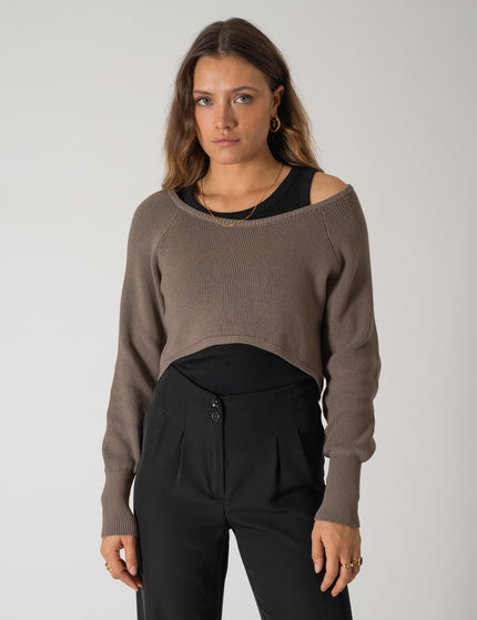 TILTIL Zoey Cropped Knit Taupe One Size - Things I Like Things I Love