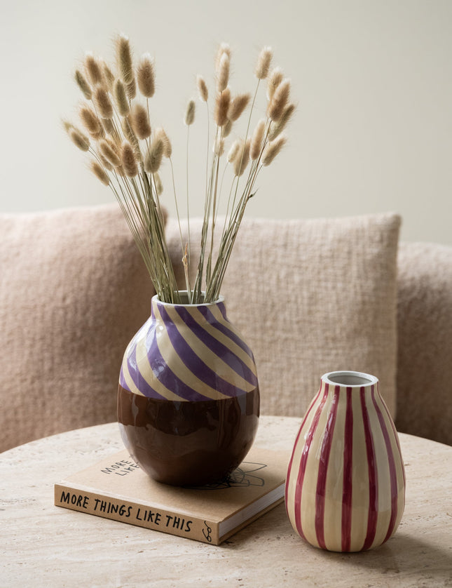 Vase Stripe Beige/Dark Pink - Things I Like Things I Love