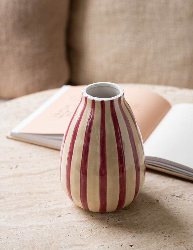 Vase Stripe Beige/Dark Pink - Things I Like Things I Love